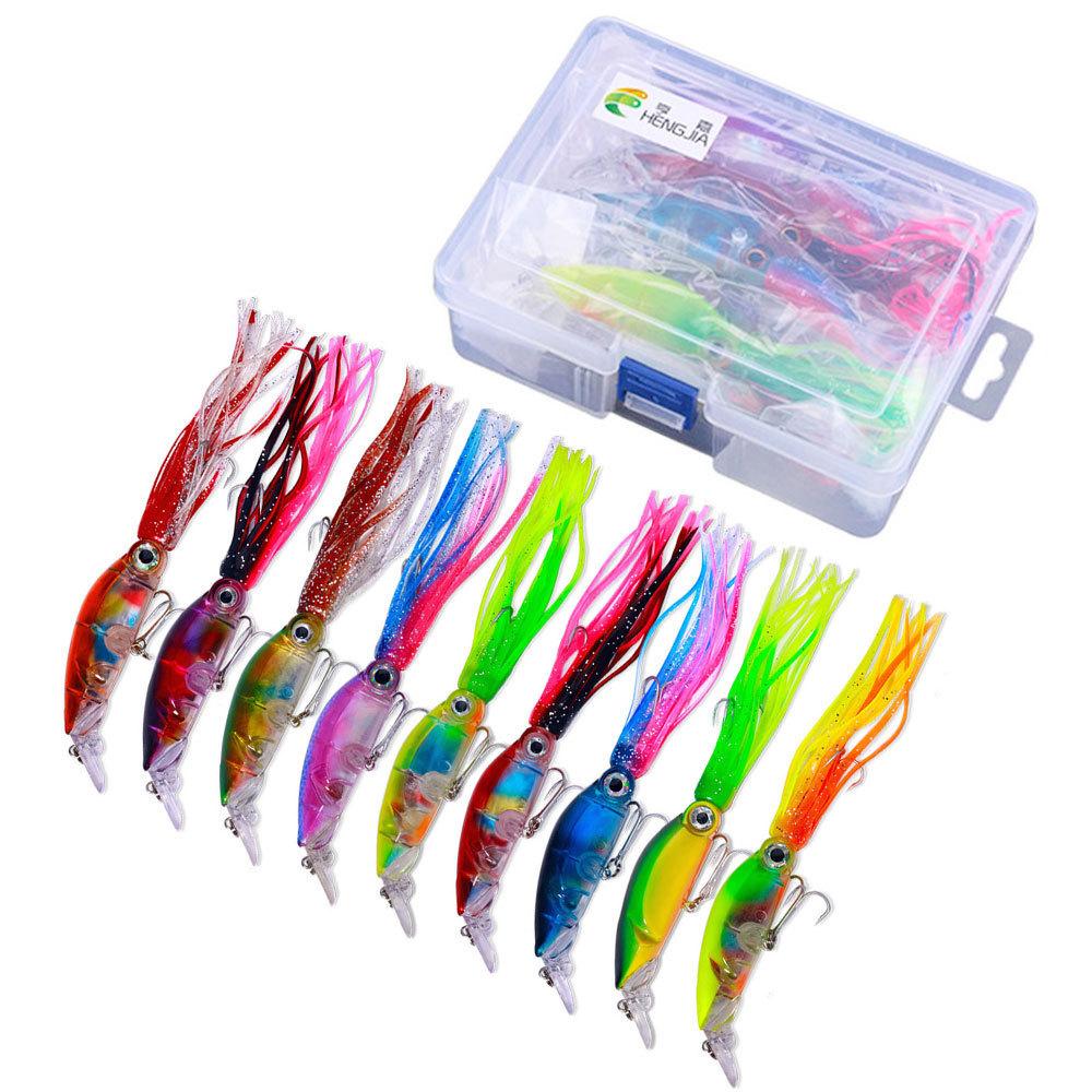 Lure Bait Set Floating Octopus10CM16.6GMulti-color Realistic Fake Bait with Mustache High Simulation Fishing Tackle Supplies