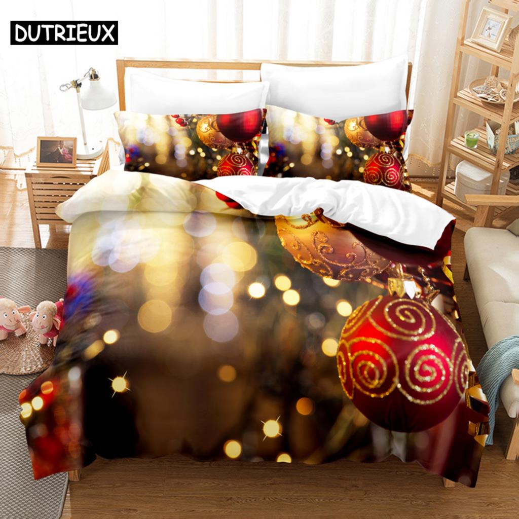 Christmas Quilt Cover Set King Size Duvet Cover Bedding Set 3Pcs 2Pcs 220X240 For Single Double Bed Full Twin 200X200 Bed Thin