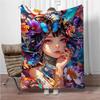 Kunst Cartoon Mädchen Decke Kinder Warm Weich Decke für Sofa Büro Picknick Bettbezug Decke Geeignet für Geburtstag Souvenir Geschenk