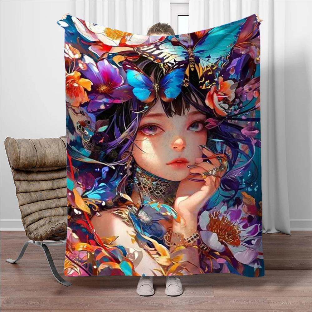 Kunst Cartoon Mädchen Decke Kinder Warm Weich Decke für Sofa Büro Picknick Bettbezug Decke Geeignet für Geburtstag Souvenir Geschenk