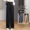 Women's 2025 High Waist Slim Fit Loose Draped Gray or Black Suit Pants for Spring and Autumn