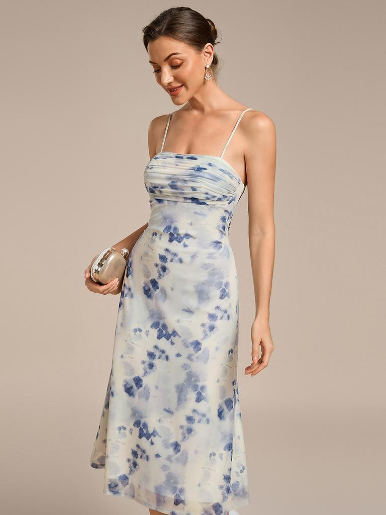 Ever-Pretty Women's Floral Sleeveless Adjustable Multiway High Stretch Midi Wedding Guest Dress