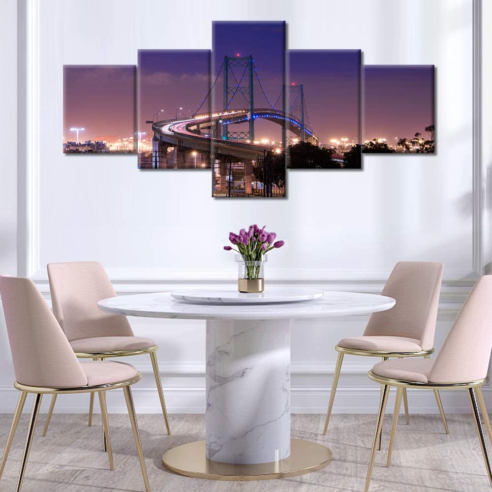 5Pcs Vincent Thomas Bridge Landscape Abstract Sensati To Photo Paintings 5 Pieces Pictures Canvas Wall HD Print Home Decor Art