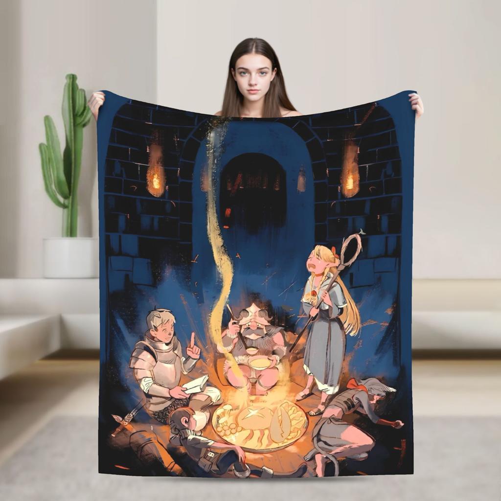 Dungeon Meshi Blanket Delicious in Dungeon Camping Flannel Bedding Throws For Outdoor Soft Warm Quality Bedspread Gift