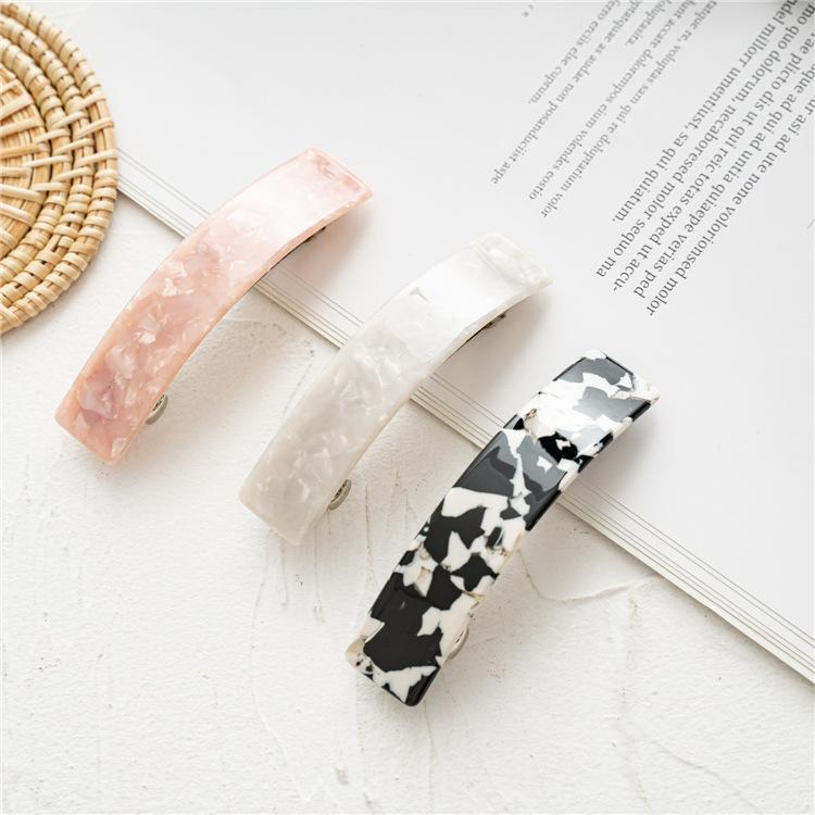 Tortoise Shell Pattern Curved Hair Barrette High Gloss Surface Mottled Texture Professional Elegant Side Pin Styling Accessory