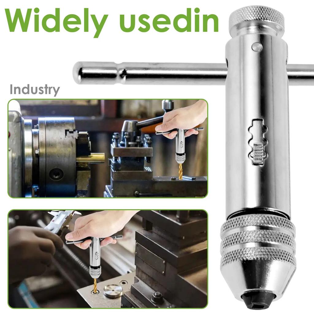 2Pcs Ratchet Wrench Adjustable T-Handle Holder, T Type Ratchet Tap Wrench for Metric M3-M8 / M5-M12 Thread Screw Taps Hand Tool