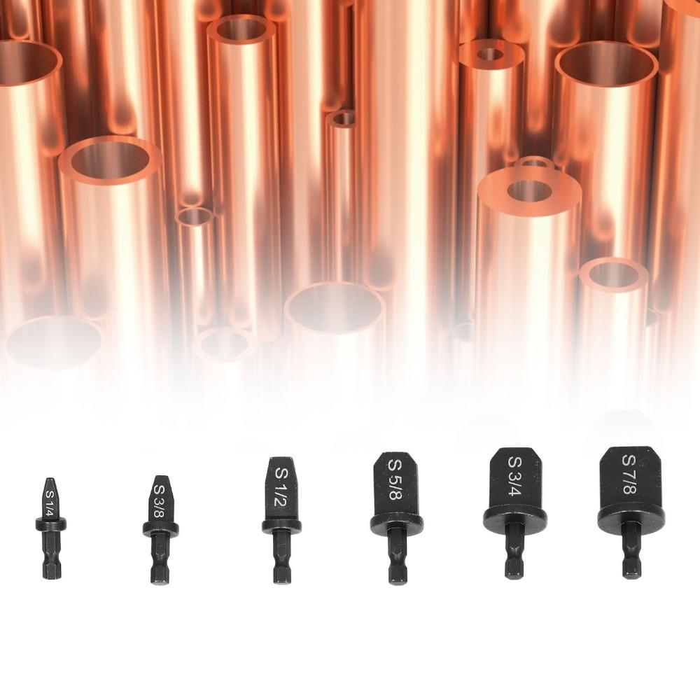 6Pcs Hex Shank Copper Tube Expander Pipe Swage Drill Bit  HVAC System Installation & Repair