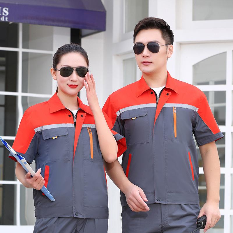 Breathable Short Sleeve Workshop Uniform Set for Auto Repair