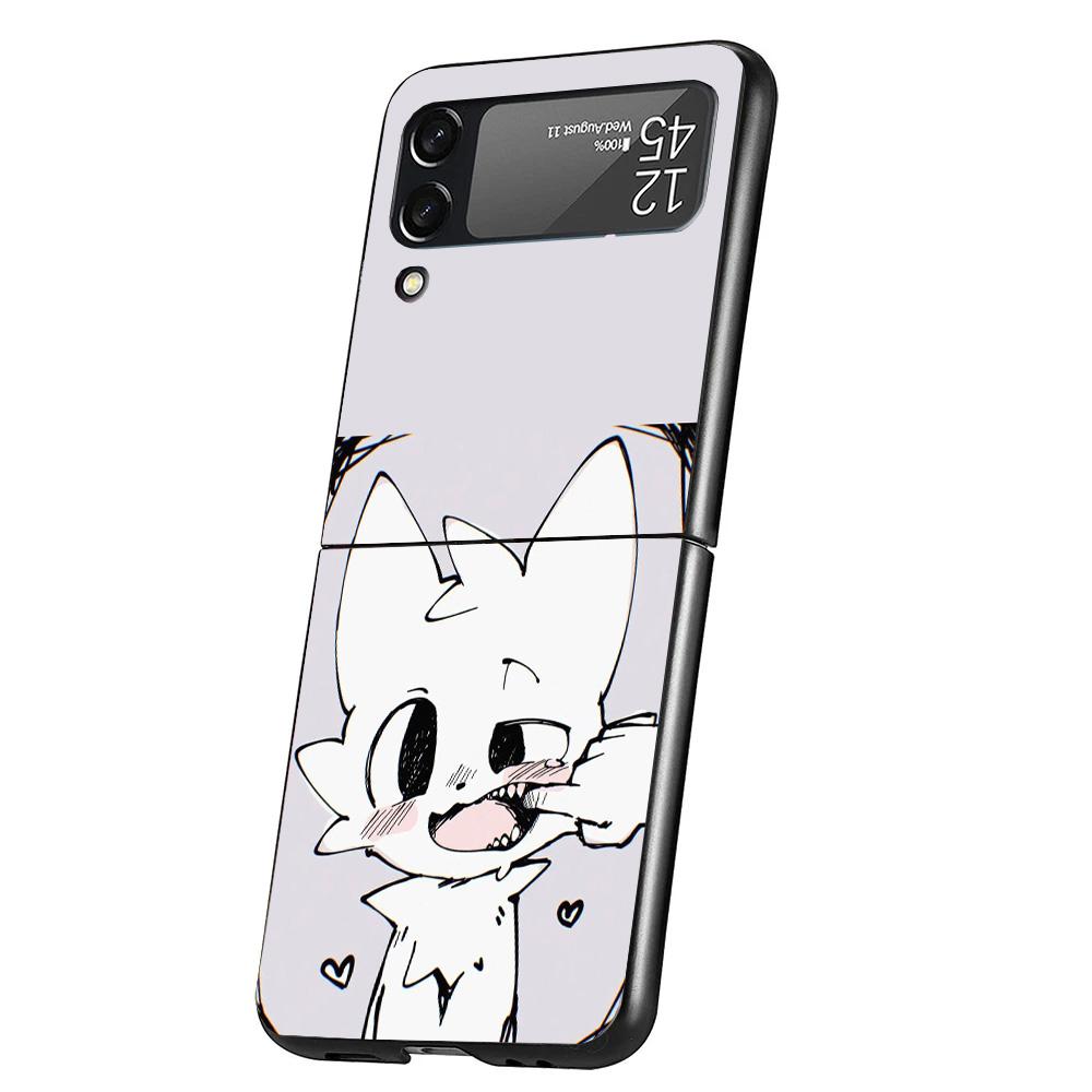 Boykisser Cat Cover Phone Case For Samsung Galaxy Z Flip 7 6 5 4 3 5G Flip7 Flip6 Flip5 Flip4 Flip3 Black Fundas Shell