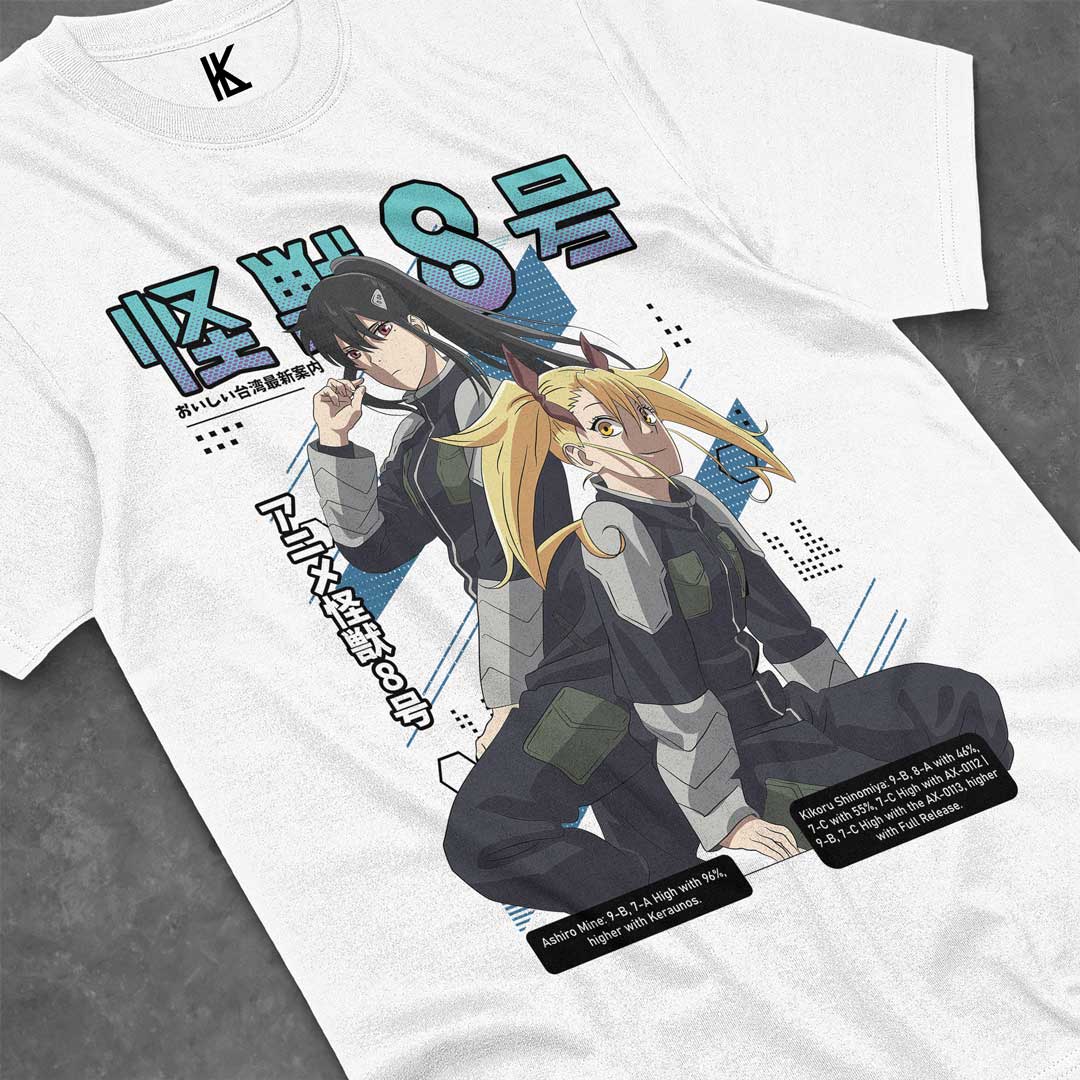 

Ashiro X Kikoru Kaiju No 8 Mina Shiro Kaiju Manga Anime Unisex T-Shirt Soft Tee All Sizes Cotton S белый