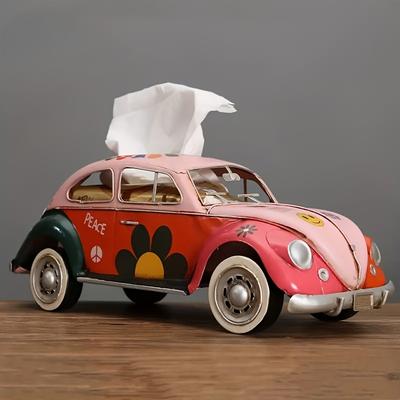 1pc Retro Iron Art Creative Industrial Style Bus Tissue Box Living Room Desktop Decoration Dining Room Paper Box Shooting Props