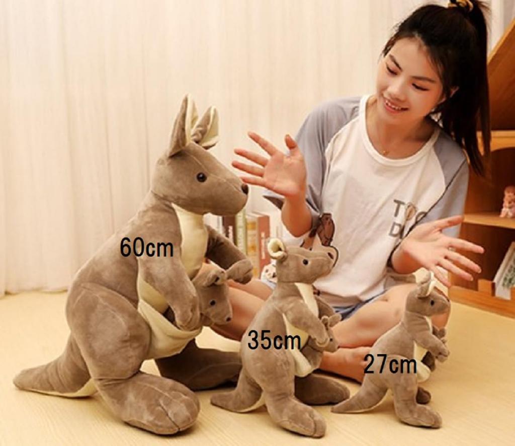 Kangaroo Plush Toy (Gray, 60cm) Parent and Child Kangaroo Animal Celebration Gift