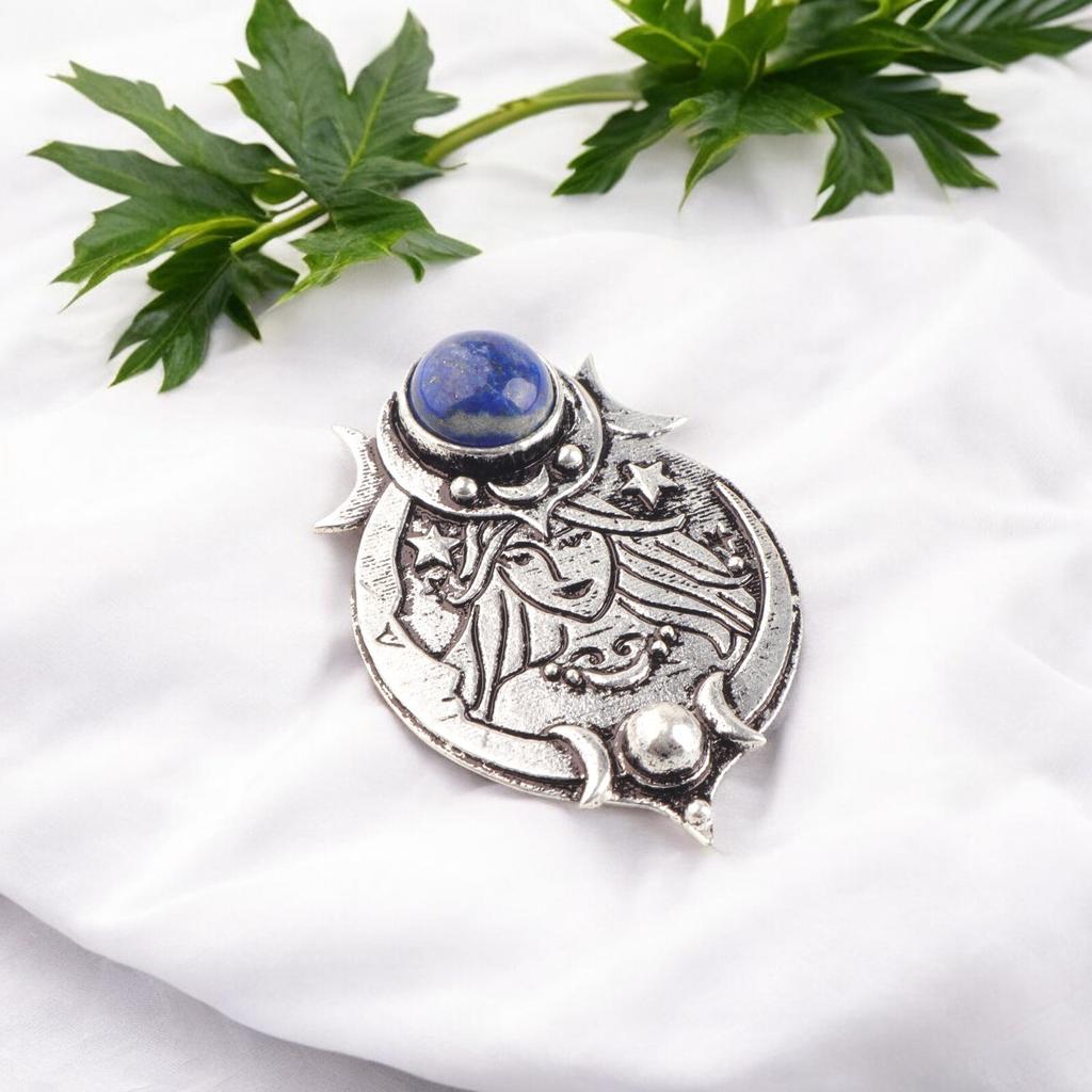 925 Sterling Silver Lapis Lazuli Gemstone Handcrafted Pendant For Girl's 1.63" CP-22-42