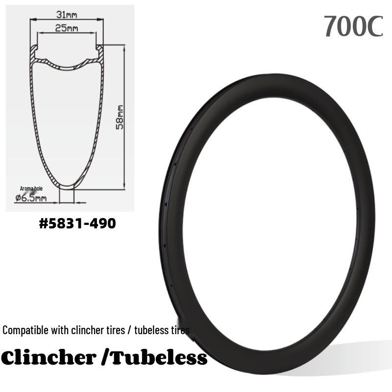 700C Ultra-Light Carbon Fiber Road Bike Wheelset with High Profile and Disc Brake Compatibility