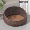 Imitation Rattan Cat House All Season Semi-Enclosed Pet Shelter Breathable Summer Cat Cave Cozy Woven Kittens Bed for Indoor