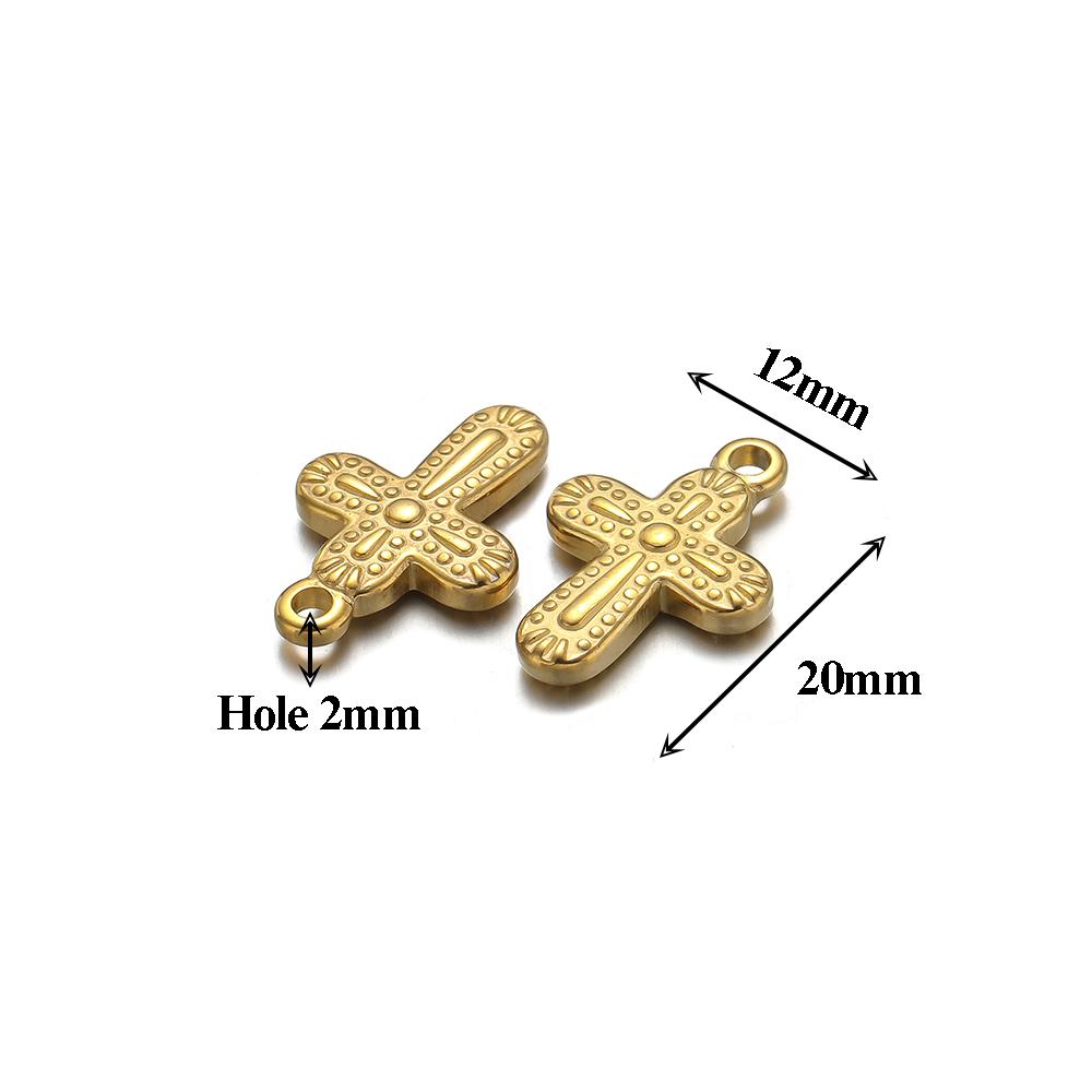 5pcs Stainless Steel 18k Pvd Gold Plated Cross Charms Pendant for DIY Jewelry Boho Necklace Earrings Making Bracelet Supplies