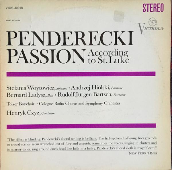 

LP Record KRZYSZTOF PENDERECKI , STEFANIA WOY - Passion According To St. Luke VICS6015 RCA Victrola US Classical Used