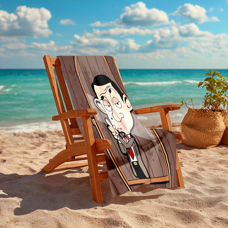 1Pc Mr Bean'S Mirror Moment Beach Towel, Quick Dry, Multi-Use for Beach Pool Gym Yoga Home Travel, Christmas, Halloween, Xmas Gift M929379
