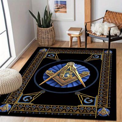 Freemasonry Design Crystal Velvet Area Mat - 800g/m², Welcome Mat for Home Office, Living Room, Bedroom, Kitchen - Durable Polyester, Machin