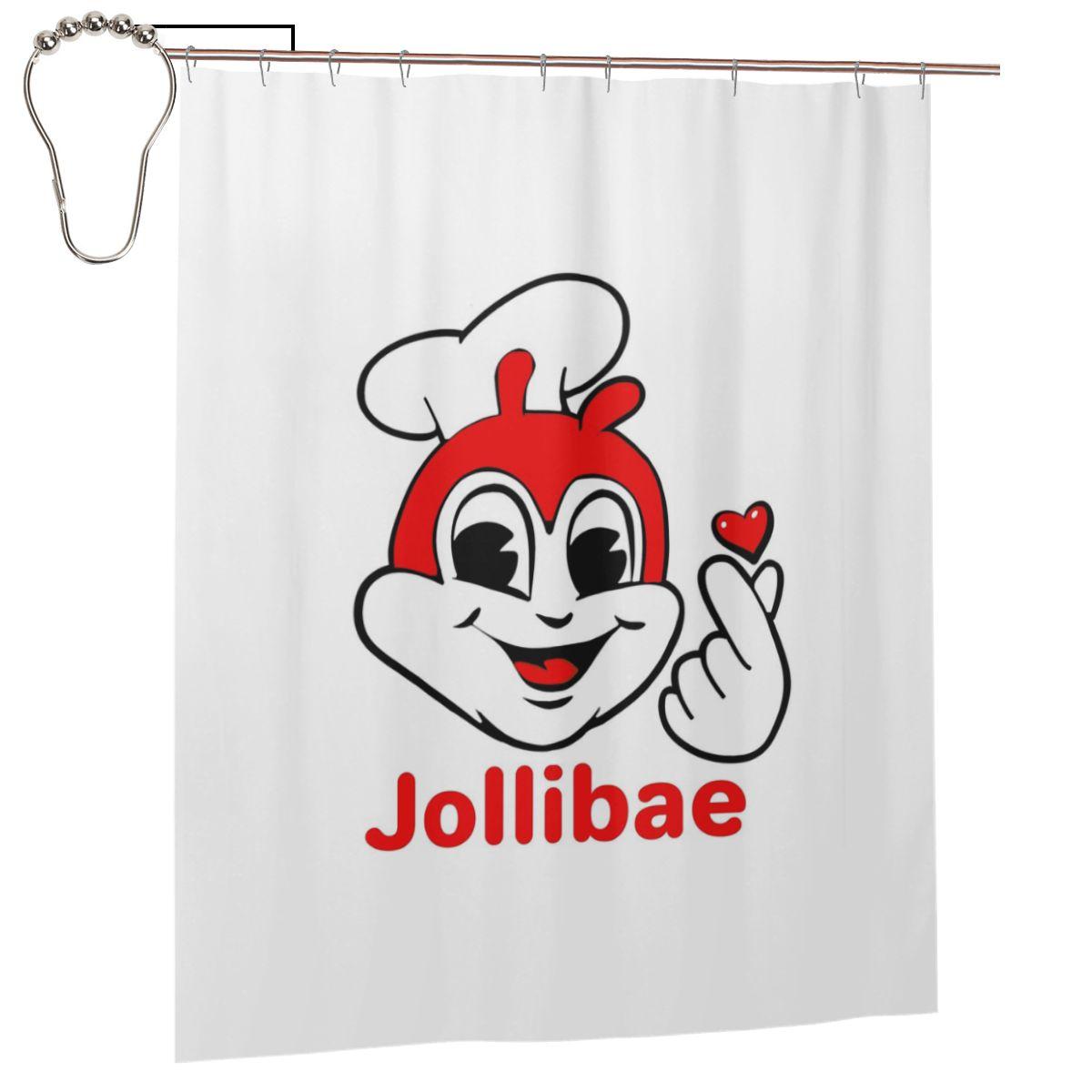Jolli Bae Jollibee Shower Curtain Bathroom Polyester Waterproof Bath Curtains With Hooks W60H190(CM)-1 Pcs