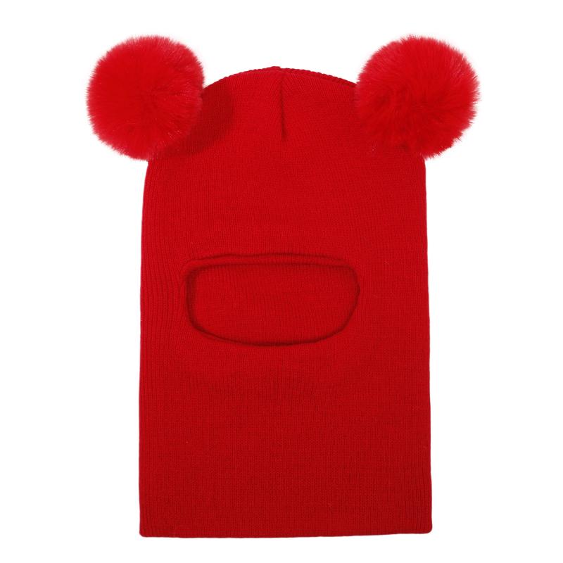 1 ks dětská integrovaná čepice a šála se dvěma pompony Roztomilá kukla Čepice pro chlapce a dívky Podzim Zima Vlněná čepice s pomponem