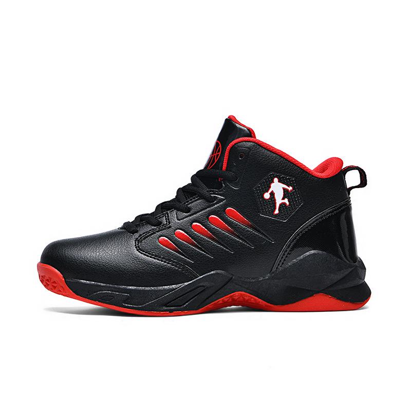 Spring Leather Basketball Shoes for Kids - Non-slip, Wear-resistant, Breathable Sports Footwear for Medium and Large Children.