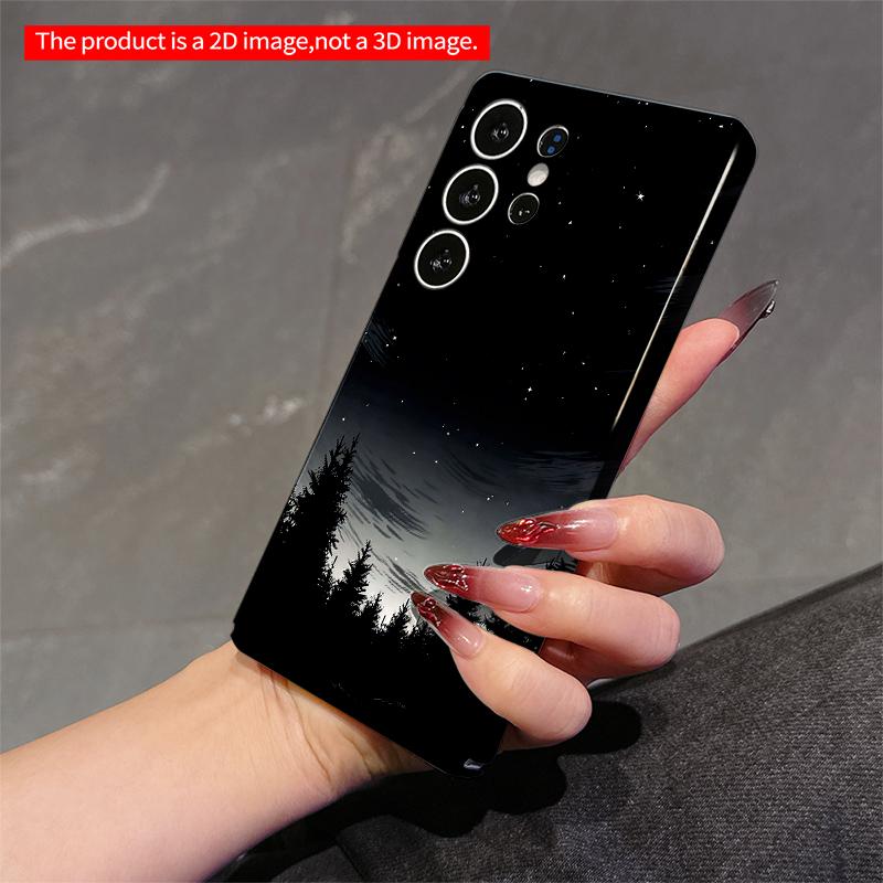 2DFlat Samsung Phone Case Starry Night Pine Silhouette Moonlight Applicable To Galaxy S22 S23 S24 S25ULTRA S26 A12 A13 A14 A15 A16