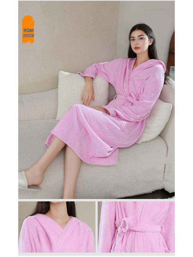 Atmungsaktiver, saugfähiger Bademantel für Paare – Locker sitzend, weiches Frotteematerial für Hotels oder Zuhause