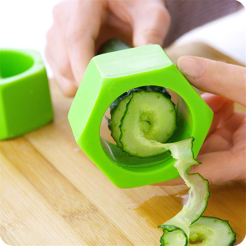 Mehrzweck Gemüseschneider Schraube Gurkenschneider Obst Spiral Schäler Salat Modellierwerkzeuge