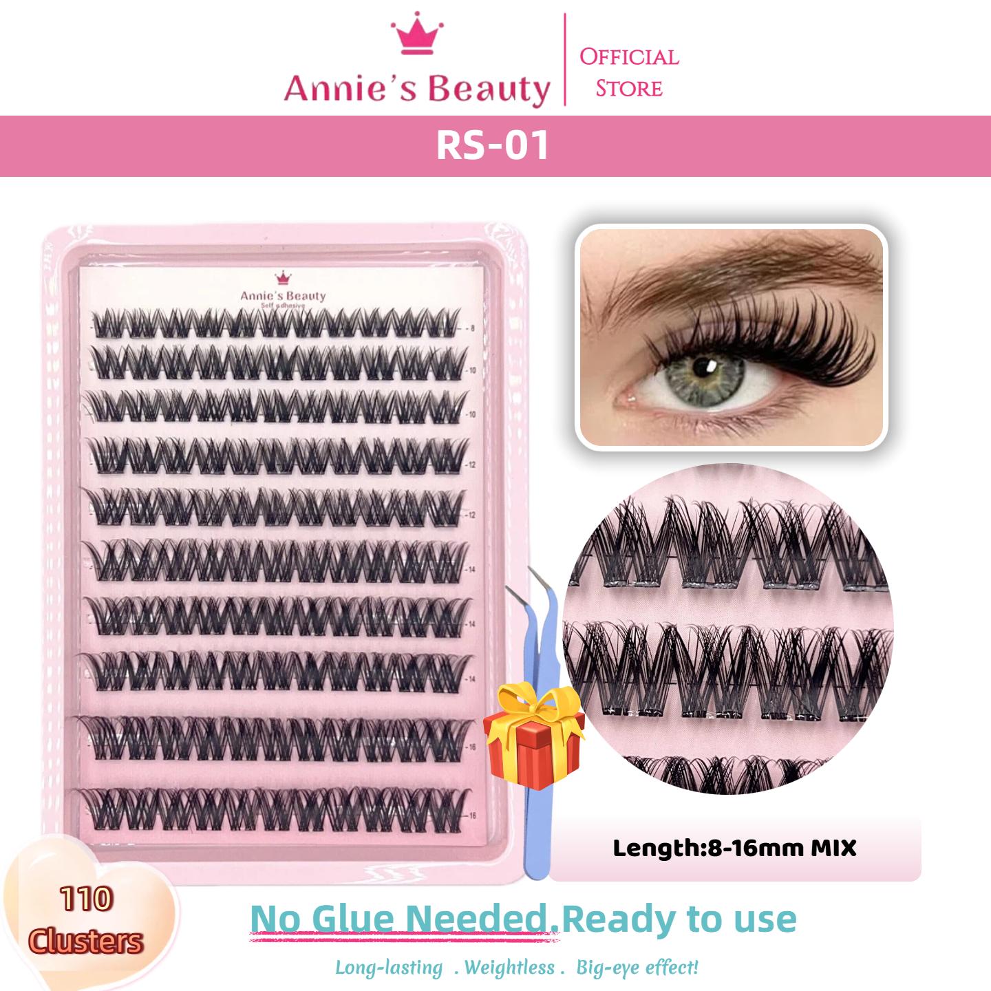 

Annie s Beauty Самоклеящиеся накладные ресницы без клея, DIY Индивидуальные ресницы 8 мм-16 мм, 120 пучков, Макияж Roselin-1