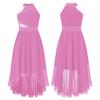 Kids Girls Shiny Rhinestone Party Dress Sleeveless Ruched Chiffon Dress High Waist Elegant Evening Formal Prom Dresses