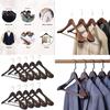 Wooden Clothes Hangers Set With Thickened Nonslip Design For Hotel And Closet Storage
