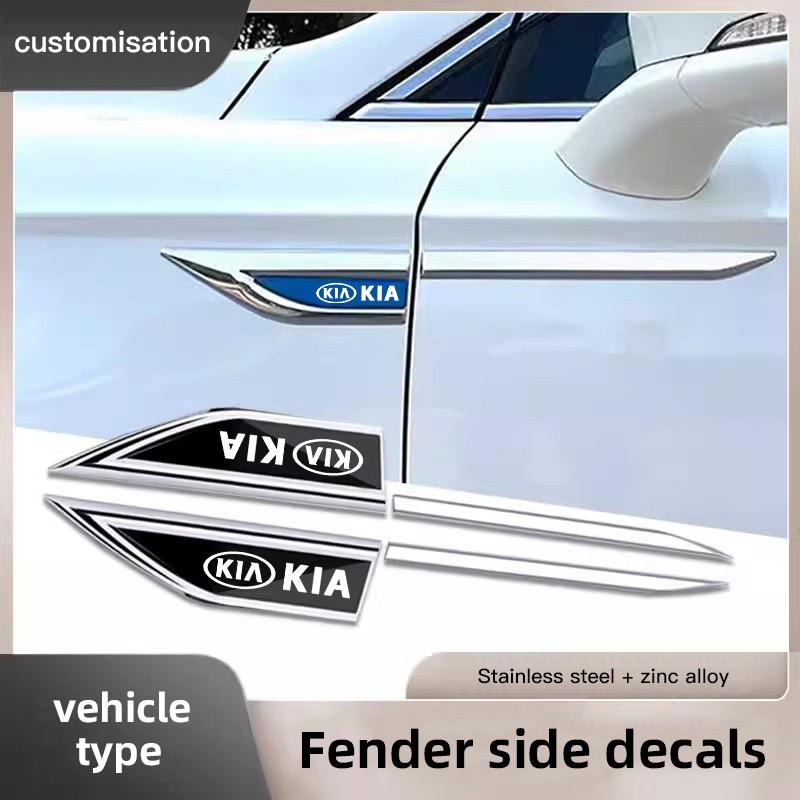 AIJ1 2 Stück Auto Seitenkotflügel Messer Aufkleber Emblem Abzeichen Decals Zierleisten Styling Für Kia Sportage Ceed Picanto Rio ProCeed