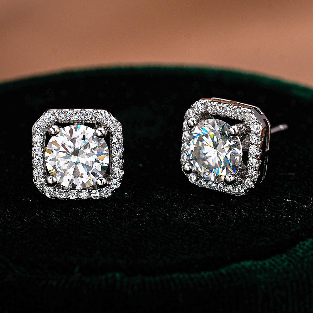 Luxury 0.5/1CT Moissanite Earring 925 Sterling Sliver  Earring for Women Wedding Engagement Fine Jewelry