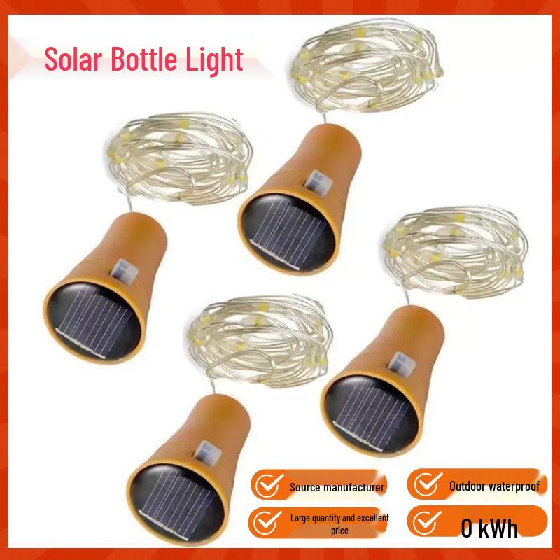 Outdoor Waterproof LED Solar Wine Bottle Stopper String Lights for Festive Courtyard Decoration 1m 10 lights