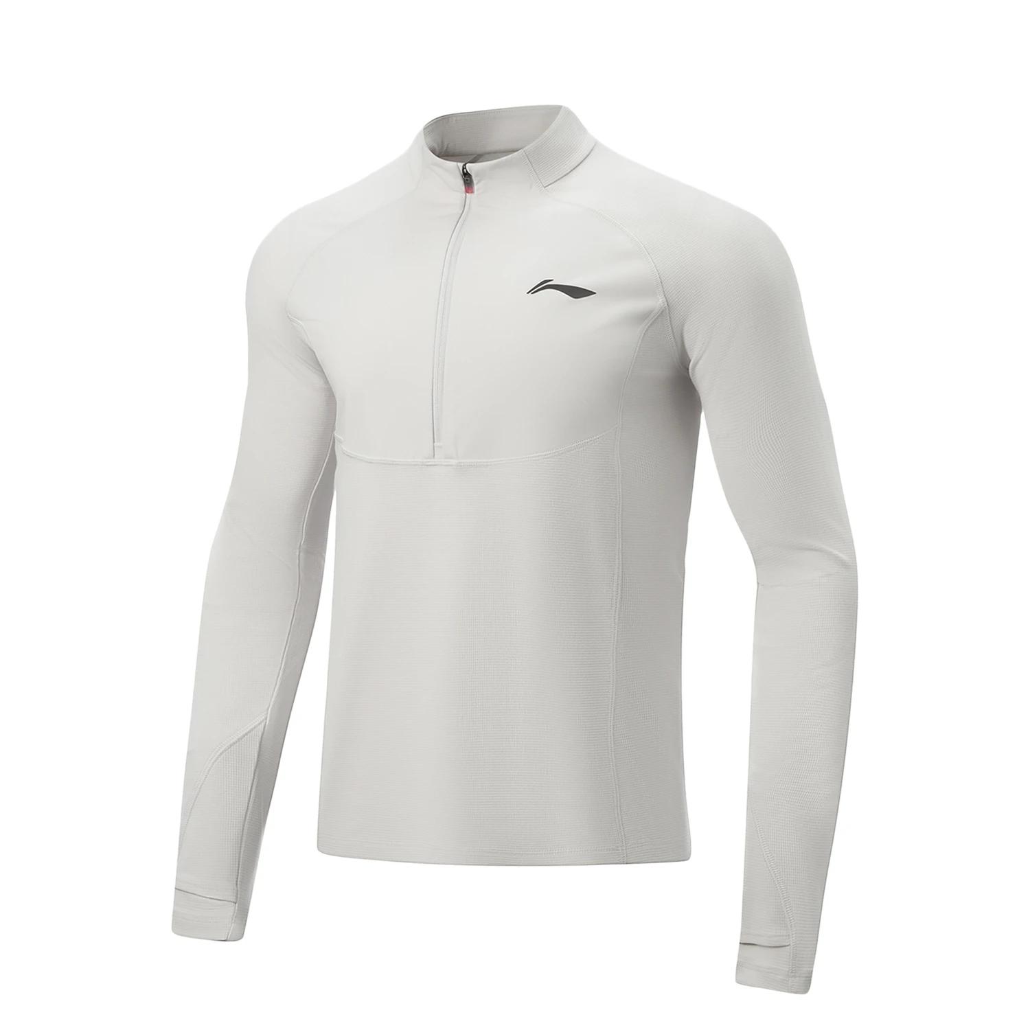 

Li-Ning Мягкая Минималистичная Однотонная Футболка с Воротником-стойкой с Длинным Рукавом Мужские топы ATLW013-2 XL