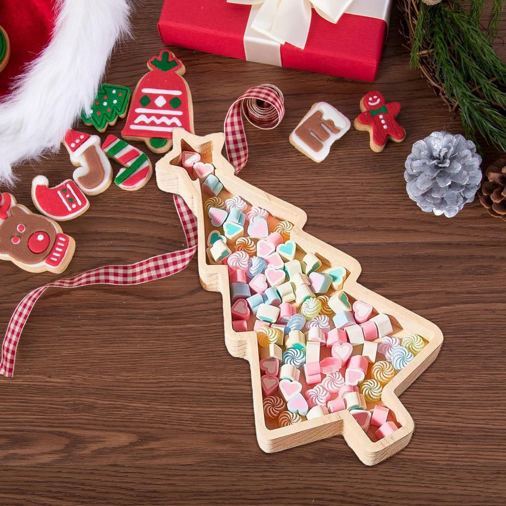 Christmas Serving Platter Charcuterie Board Dinnerware Party Supplies Christmas Tree Shape Wood Platters For Entertaining