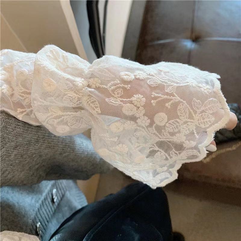 Lace bottoming shirt women's 1116 spring and autumn new semi-turtleneck gauze with sweater with mesh top inside, foreign style shirt