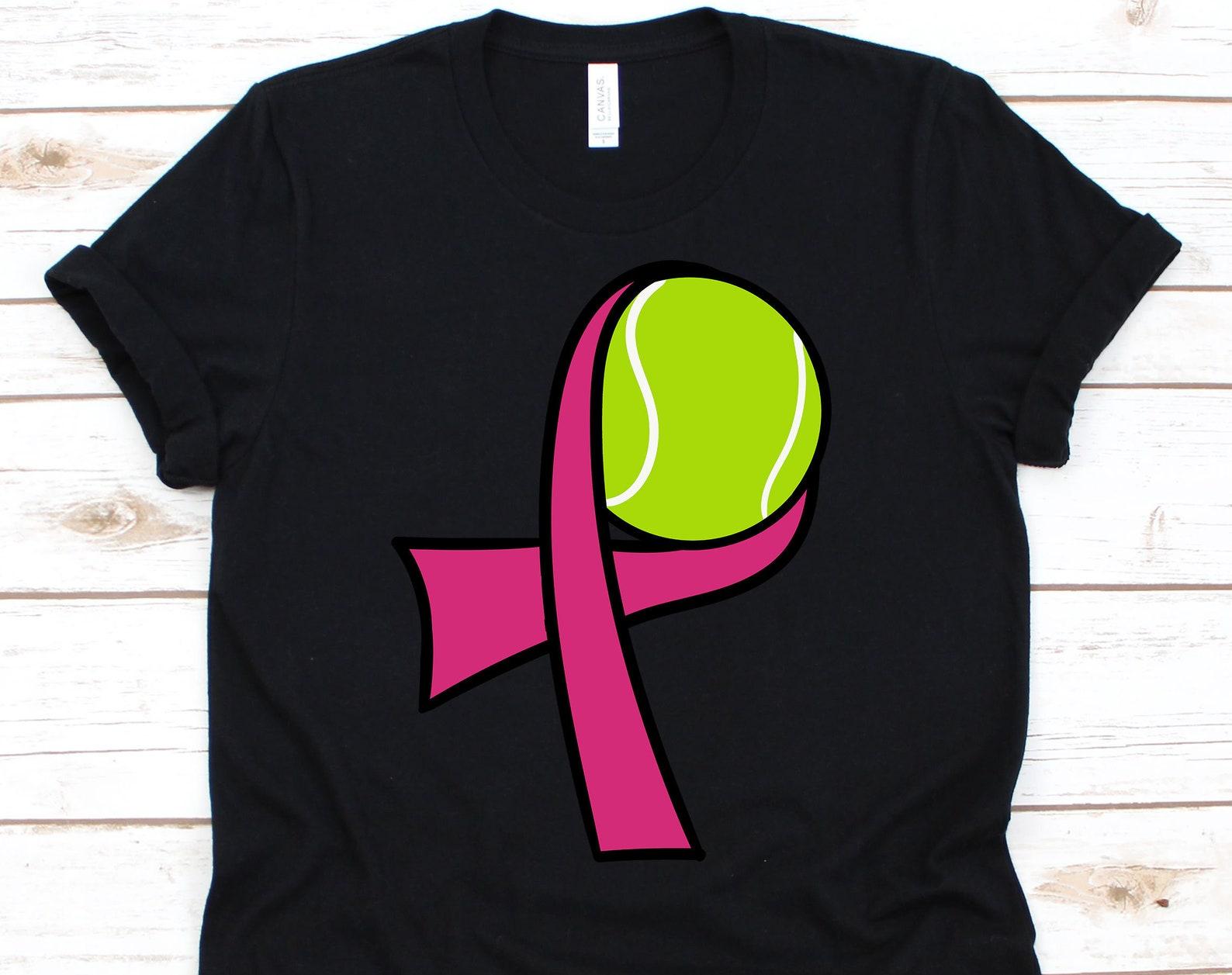 Pink Ribbon Tennis Shirt, Breast Cancer Awareness For Breast Cancer Warrior Fighter, Pink Ribbon Tshirt For Breast Cancer Tennis Player XL