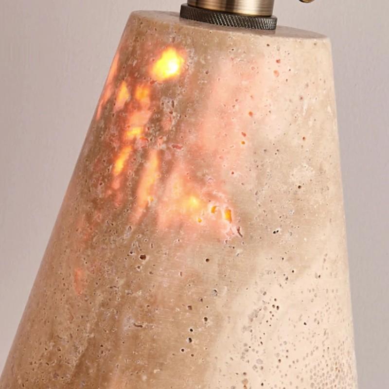 Japanese-style Wabi-sabi Style Yellow Travertine Small Chandelier Cream  Front Desk Bar Restaurant Bedside All-copper Lamps