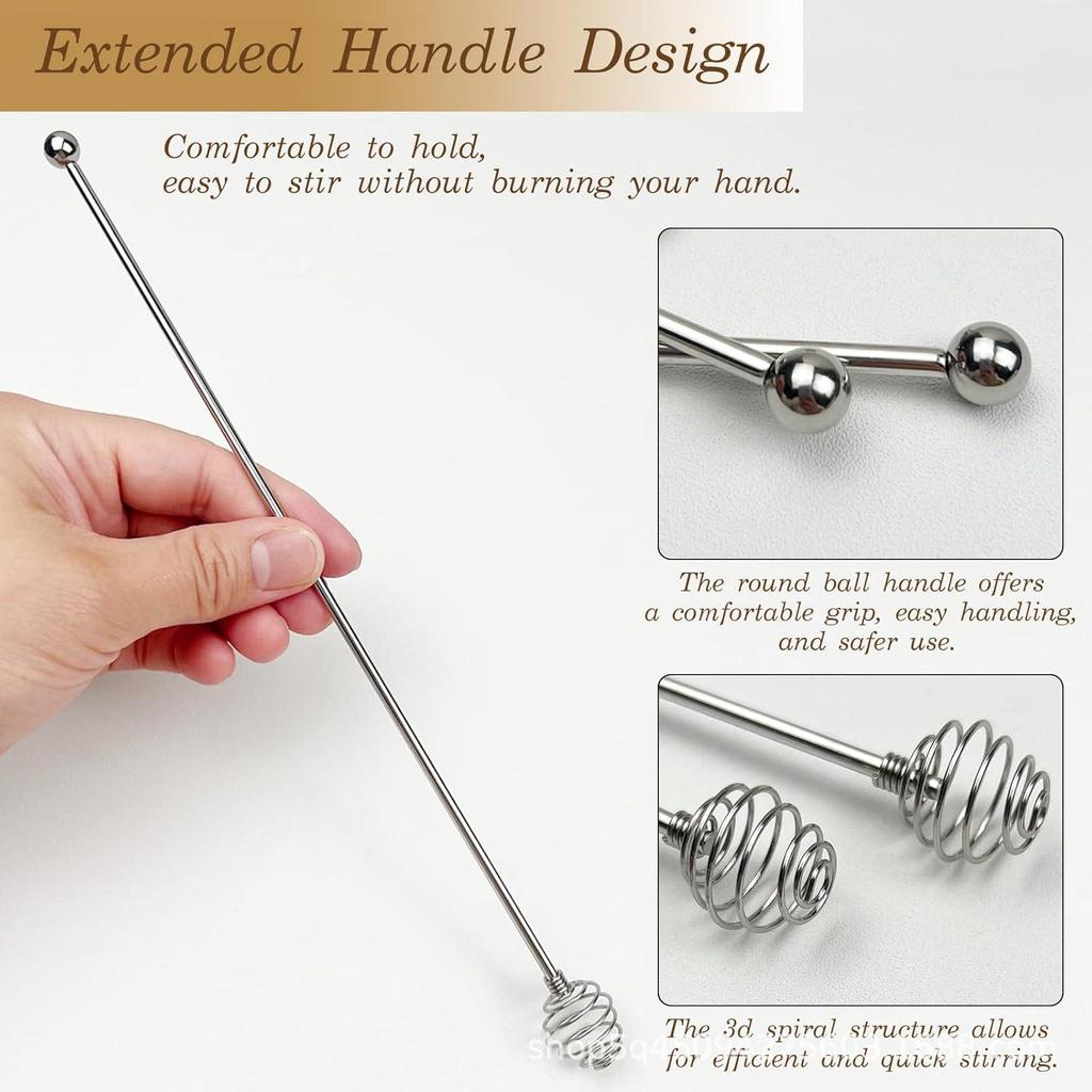 Stainless Steel Spiral Honey & Jam Stirring Stick with Long Handle - Creative Bar Tool & Cocktail Shaker Spoon