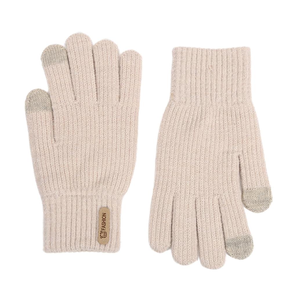 Fleecegefütterte gestreifte thermische Strickhandschuhe Verdickte Herbst-Winter-Warmhandschuhe Kältebeständige winddichte Fäustlinge