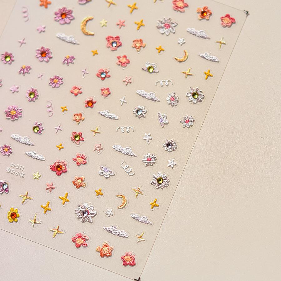 Яркие кристальные весенние день маленькие цветочные наклейки для ногтей своими руками — фото 9