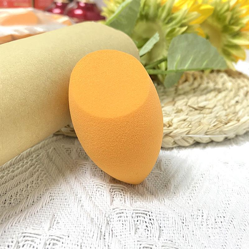 Hydrophilic Orange Olive Dual-Use Makeup Sponge Egg with Slanted Cut