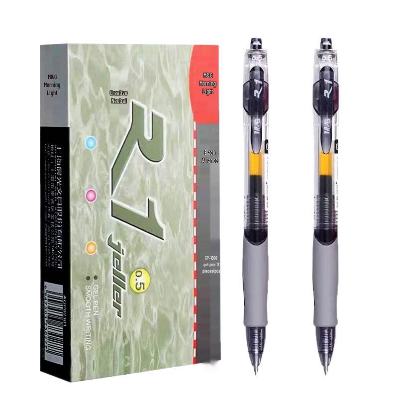 Morning Light GP-1008 Click Gel Pen, 0.5mm Bullet Tip, Large Capacity for Office & Student Use