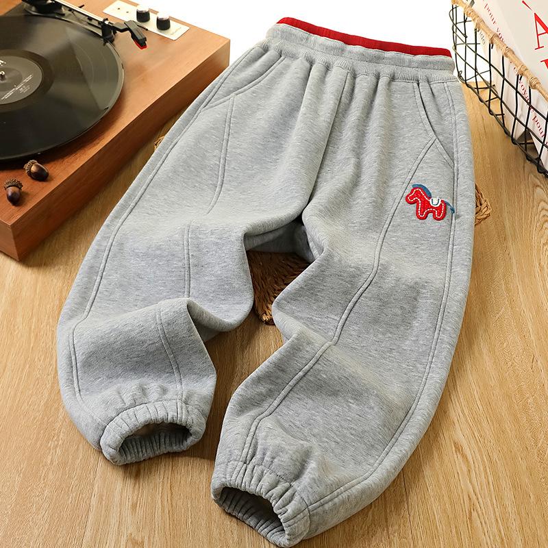 Kids  New Year s Horse Style Velvet Sweatpants - Boys  & Girls  Casual Sport Pants 110