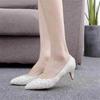 White High Heels Pointed Stiletto Women's Pumps Rhinestone Lace Women's Shoes Dress Banquet Shoes Bridal Wedding Shoes 34-43