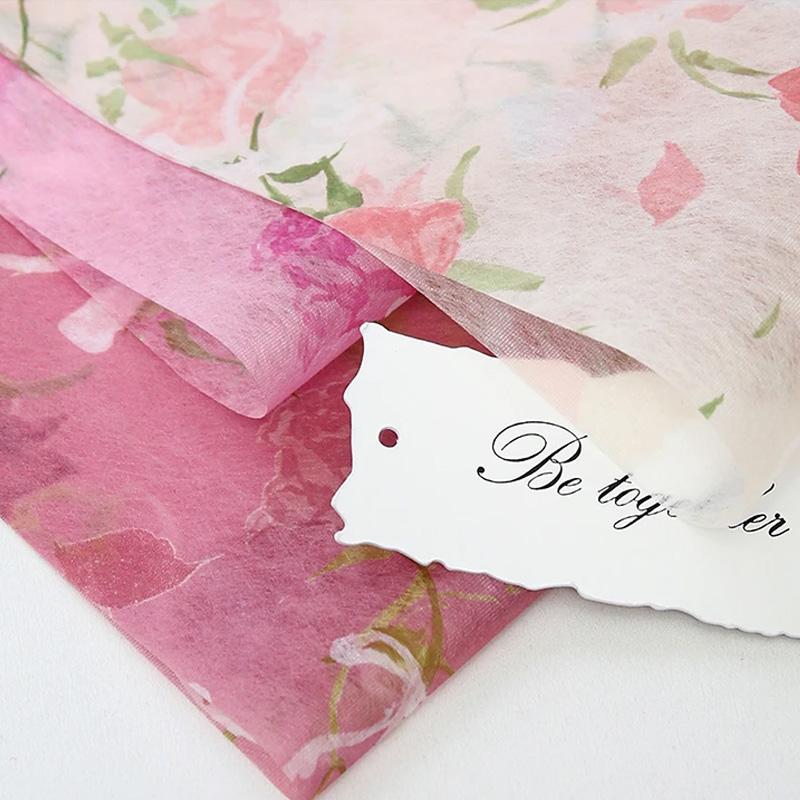 5Yarduri/rol Hârtie Artă Buchet de Flori Hârtie de Ambalaj Bumbac Lapte Hârtie de Căptușeală Interioară Hârtie de Bumbac Nețesută Imprimată