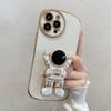 Custodia per telefono con supporto astronauta placcata di lusso per Iphone 13 12 11 Pro Max X Xr Xs Max 7 8plus Carina con lenti rotonde Morbida antiurto