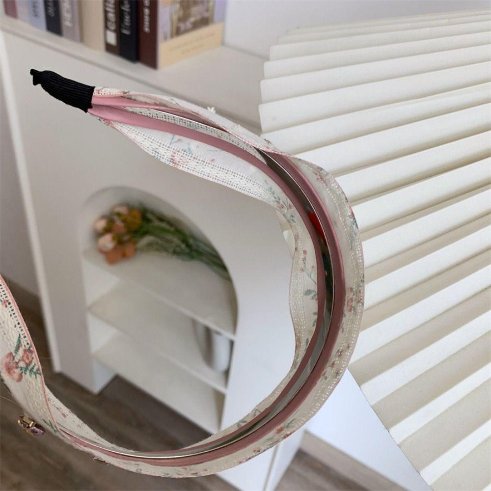 Korean Style Embroidery Lace Headband Floral Rhinestone Hair Band Sweet Bow Hair Rope  Headwear